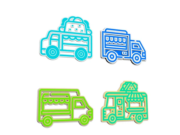Food Truck Iconen Set Illustratie — Stockfoto