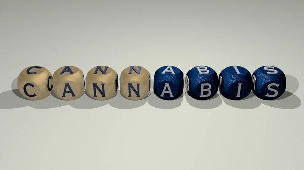 Krzyżówki Kannabis Ułożone Sześciennymi Literami Podłodze Lustra Znaczenie Koncepcyjne Prezentacja — Zdjęcie stockowe