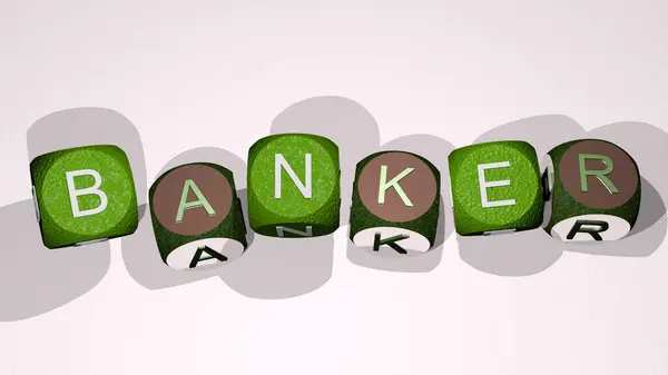 Banker Text Dancing Dice Letters Illustration — Stock Photo, Image