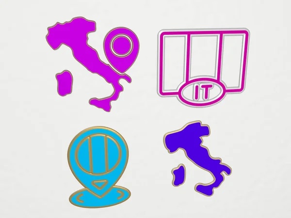 Italië Iconen Set Illustratie — Stockfoto