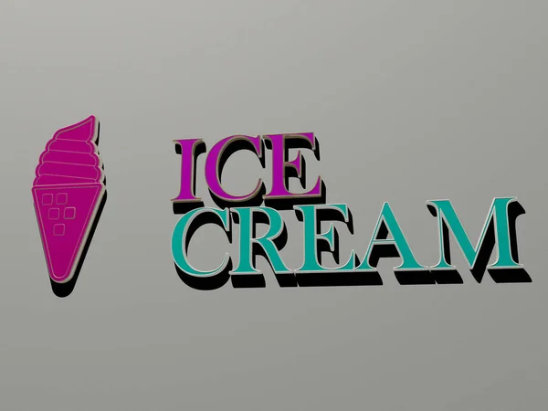 Illustration Ice Cream Graphics Text Made Metallic Dice Letters Related — Stock Photo, Image