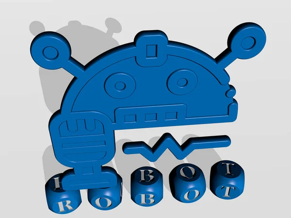 上に3DアイコンのあるRobot立方文字 3Dイラスト — ストック写真