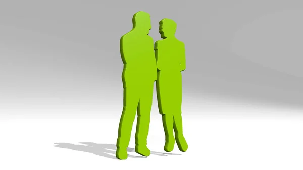男と女の話3Dアイコン鋳造影 3Dイラスト — ストック写真