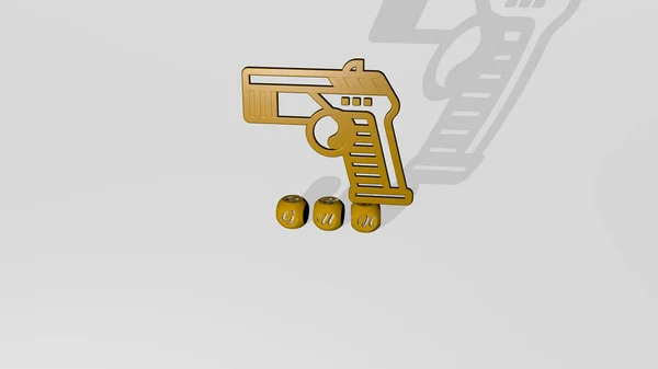 Gun Icon Cubic Letters Illustration — Stock Photo, Image