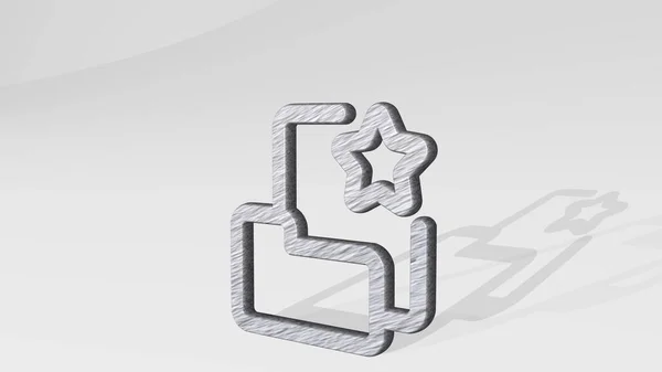 床に立つフォルダファイルスター3Dアイコン 3Dイラスト — ストック写真