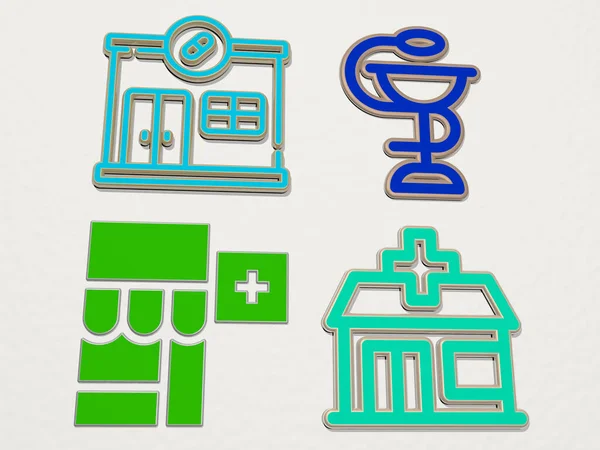 Apotheke Icons Set Illustration — Stockfoto