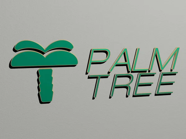 Иконка Palm Tree Текст Стене Иллюстрация — стоковое фото