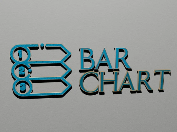 Bar Chart Ícone Texto Parede Ilustração — Fotografia de Stock