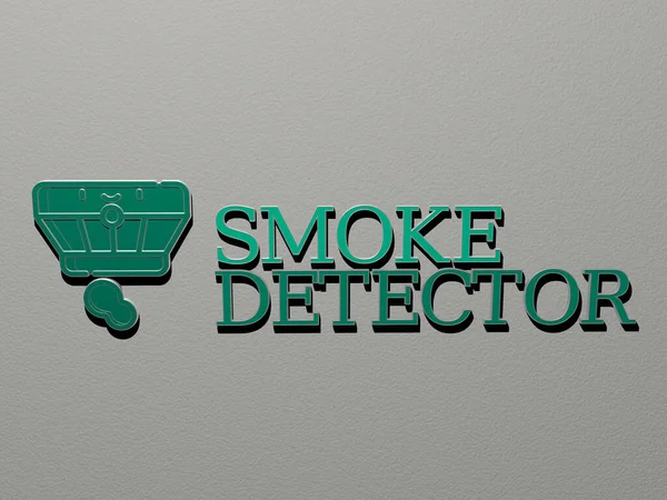 Smoke Detector Icon Text Wall Illustration — Stock Photo, Image