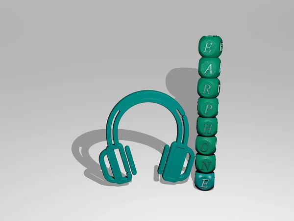 Texto Earphone Junto Icono Ilustración —  Fotos de Stock