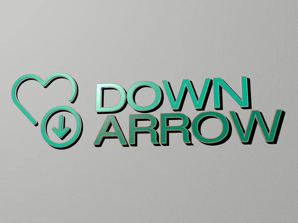 Arrow Ícone Texto Parede Ilustração — Fotografia de Stock