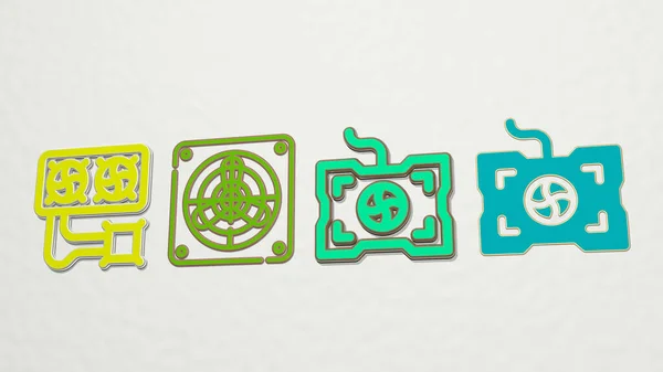 Kühlsystem Icons Set Illustration — Stockfoto