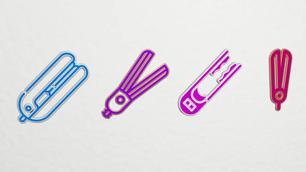 Hair Iron Icons Set Illustration — Stock Photo, Image