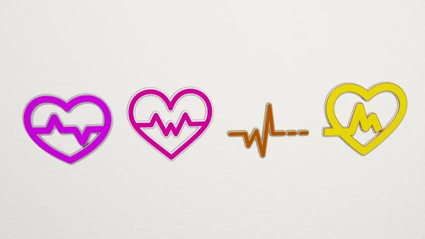 Heartbeat Icons Set Illustration — Stock Photo, Image