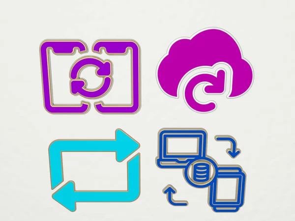 Sync Icons Set Illustration — Stock Photo, Image