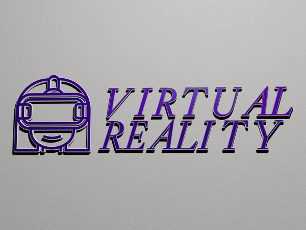 Virtuální Realita Ikona Text Stěně Ilustrace — Stock fotografie