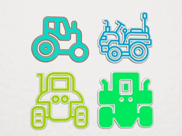 Tractor Icons Set Illustration — Stockfoto