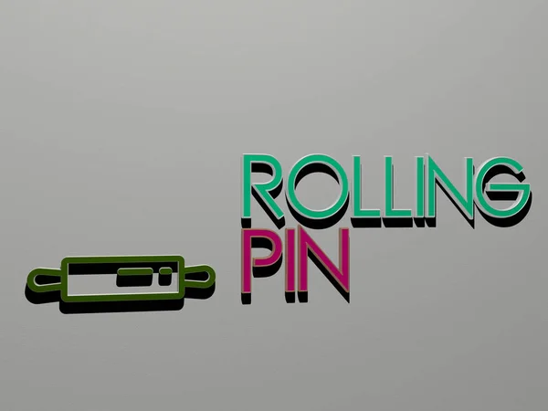 Illustration Rolling Pin Graphics Text Made Metallic Dice Letters Related — Stock Photo, Image