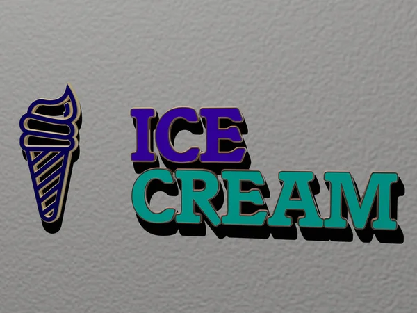 Illustration Ice Cream Graphics Text Made Metallic Dice Letters Related — Stock Photo, Image