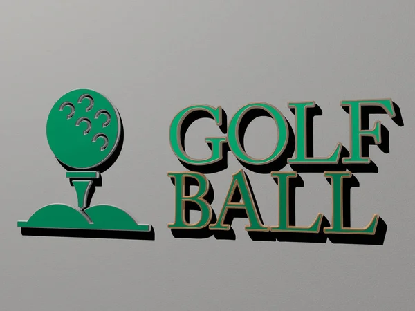 Golf Ball图标和墙上文字 3D插图 — 图库照片