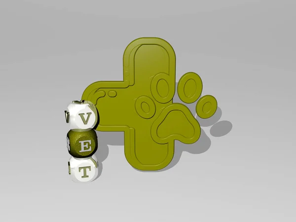 Illustration Vet Graphics Text Icon Made Metallic Dice Letters Related — Stock Photo, Image