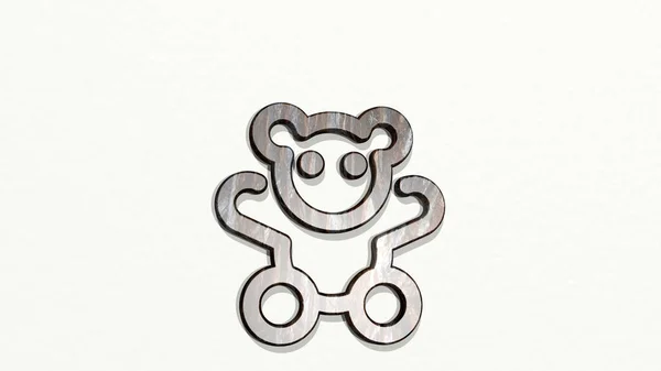 Toys Teddy Bear Symbol Der Wand Illustration — Stockfoto