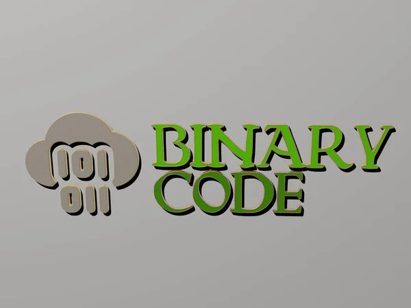 Binaire Code Icoon Tekst Muur Illustratie — Stockfoto