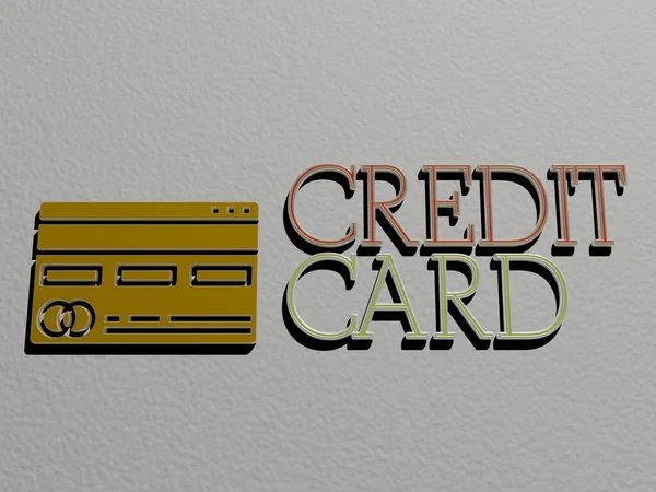 Ilustração Gráficos Cartão Crédito Texto Feito Por Cartas Dados Metálicos — Fotografia de Stock