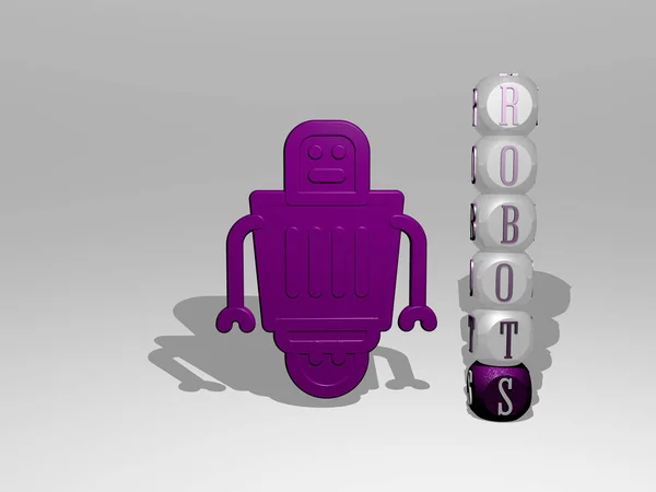 Roboti Ikona Vedle Svislého Textu Jednotlivých Písmen Ilustrace — Stock fotografie