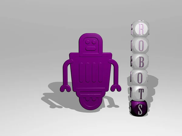 Robots Icon Vertical Text Individual Letters Illustration — Stock Photo, Image