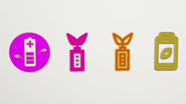 Eco Battery Icons Set Illustration — Stock Photo, Image