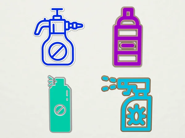 Bug Spray Iconen Set Illustratie — Stockfoto
