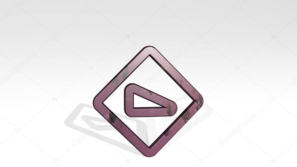 ROAD SIGN HILL 3D icon standing on the floor, 3D illustration