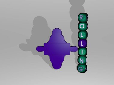 3B simgesinin yanında yuvarlanan metin, 3B illüstrasyon