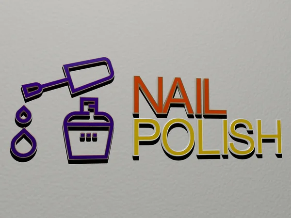 Weergave Van Nail Polish Met Icoon Muur Tekst Gerangschikt Door — Stockfoto