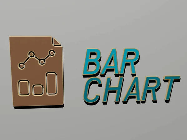 Bar Chart Ikon Szöveg Falon Illusztráció — Stock Fotó