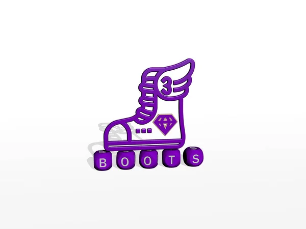 Stiefel Kubische Buchstaben Mit Symbol Oben Illustration — Stockfoto