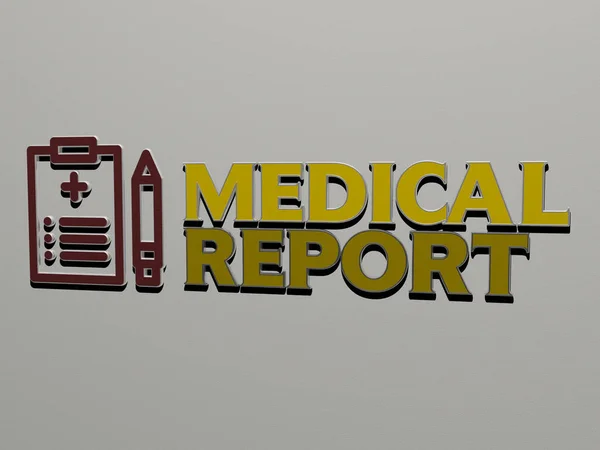 Ikona Tekst Raportu Medycznego Ścianie Ilustracja — Zdjęcie stockowe