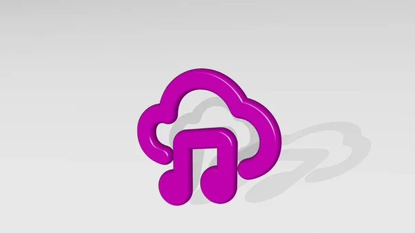 Cloud Music Icoon Werpen Schaduw Illustratie — Stockfoto