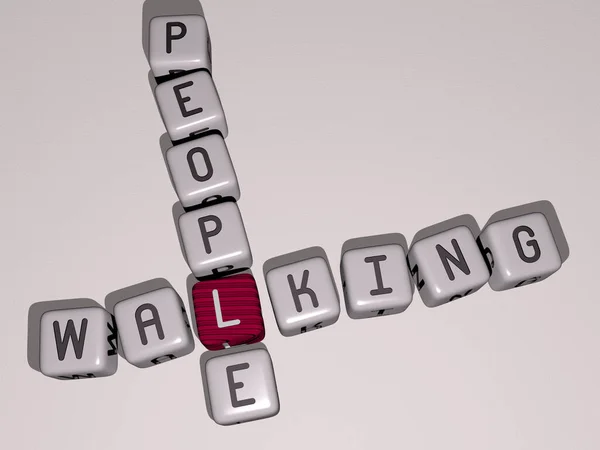 Gente Caminando Crucigrama Por Letras Dados Cúbicos Ilustración — Foto de Stock