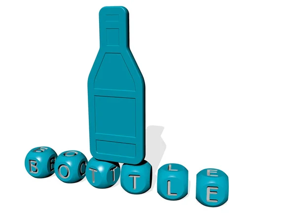 Бутылка Кубических Букв Иконкой Сверху Иллюстрация — стоковое фото