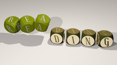 Dans eden zar harfleriyle metin okumak, 3 boyutlu illüstrasyon