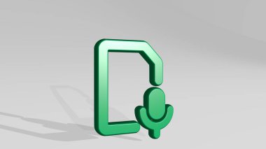 AUDIO Kitap RECORD MICROPHone 3D simge döküm gölge, 3D illüstrasyon