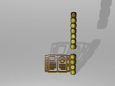 3B simgesinin yanında CONTACT Kitap metni, 3B illüstrasyon