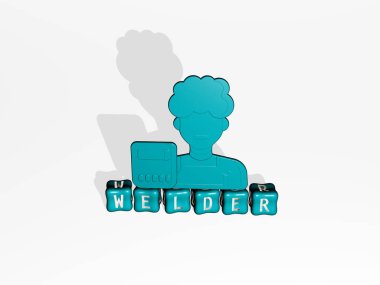 Kaynak 3B simgesi kübik harflerin metni, 3B illüstrasyon