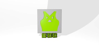 Üst perspektiften metalik kübik harflerle oluşturulan 3B grafiksel görüntü, konsept sunumu ve slayt gösterimi için mükemmel, 3D illüstrasyon