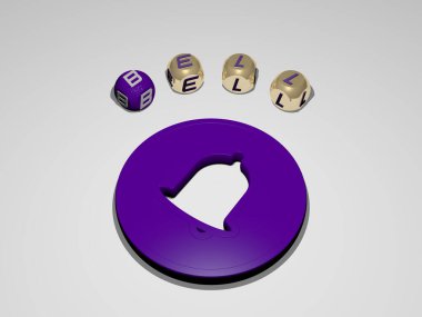 3B simge, 3D illüstrasyon etrafında ayrı harflerin BELL dairesel metni