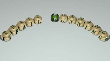 TRAİL zar metni çalıştırma eğrilik, üç boyutlu illüstrasyon