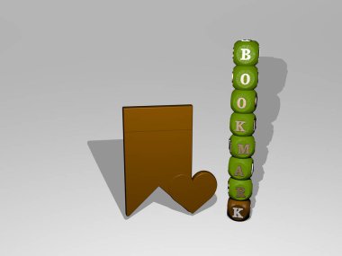 3 boyutlu simgenin yanında BOOKMARK metni, 3 boyutlu illüstrasyon