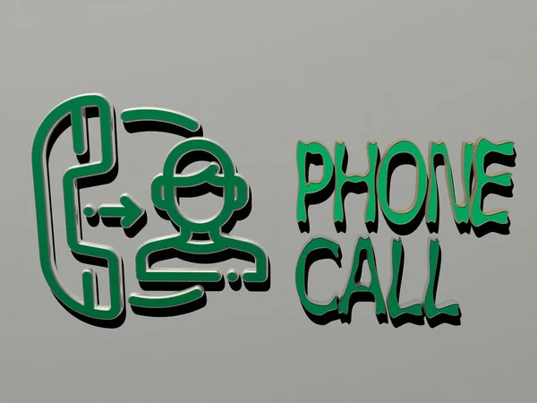 Telefon Telefon Ikon Szöveg Falon Illusztráció — Stock Fotó